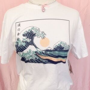 White Tee with Great Wave